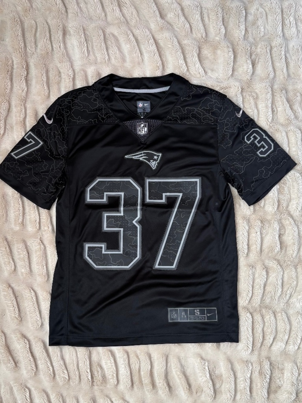 Nike NFL New England Patriots Damien Harris Black Reflective Limited Jersey S
